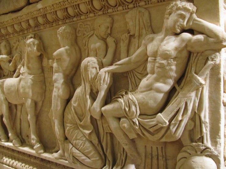 Priam kneeling before achilles second sarcophagus